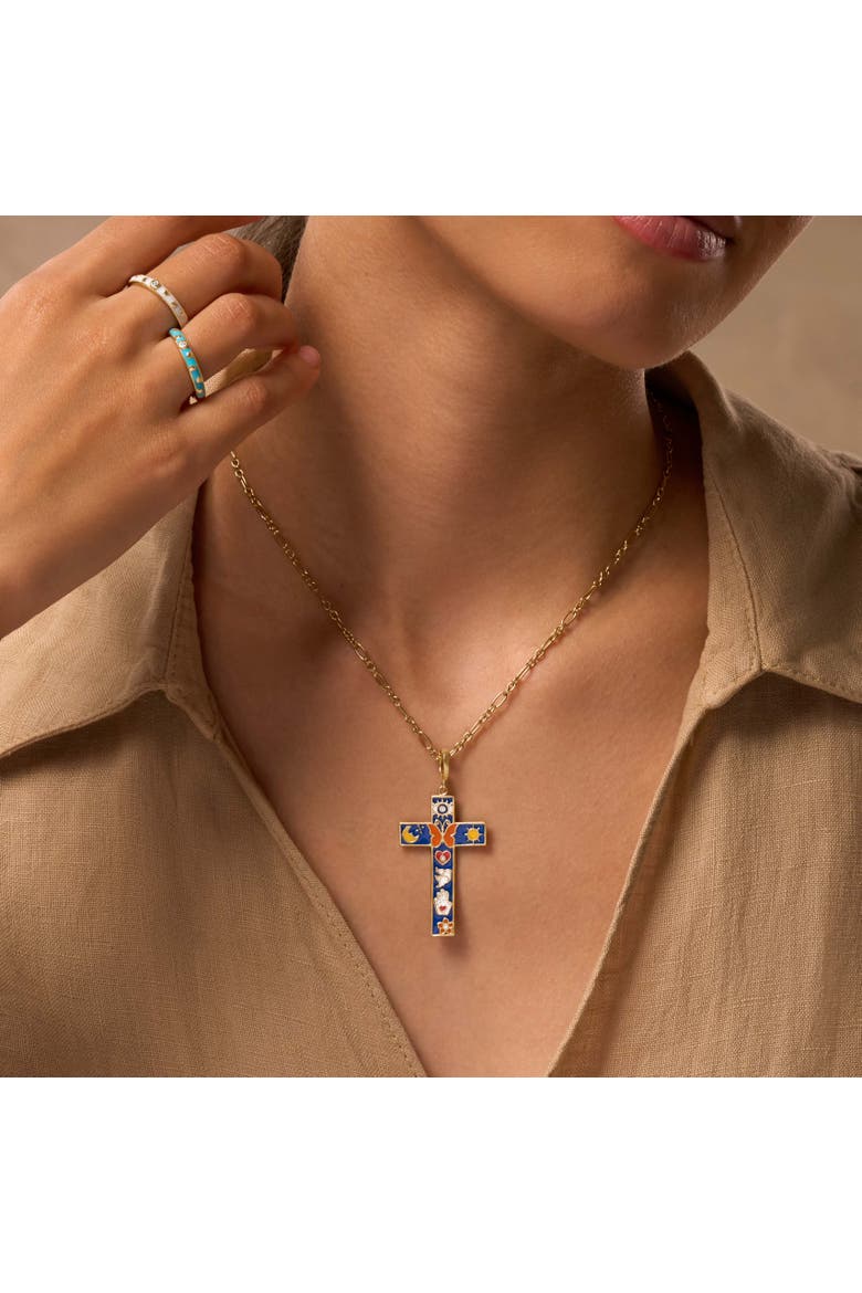 Infinite Trust Cross Charm Necklace, Alternate, color, Gold/Multicolor