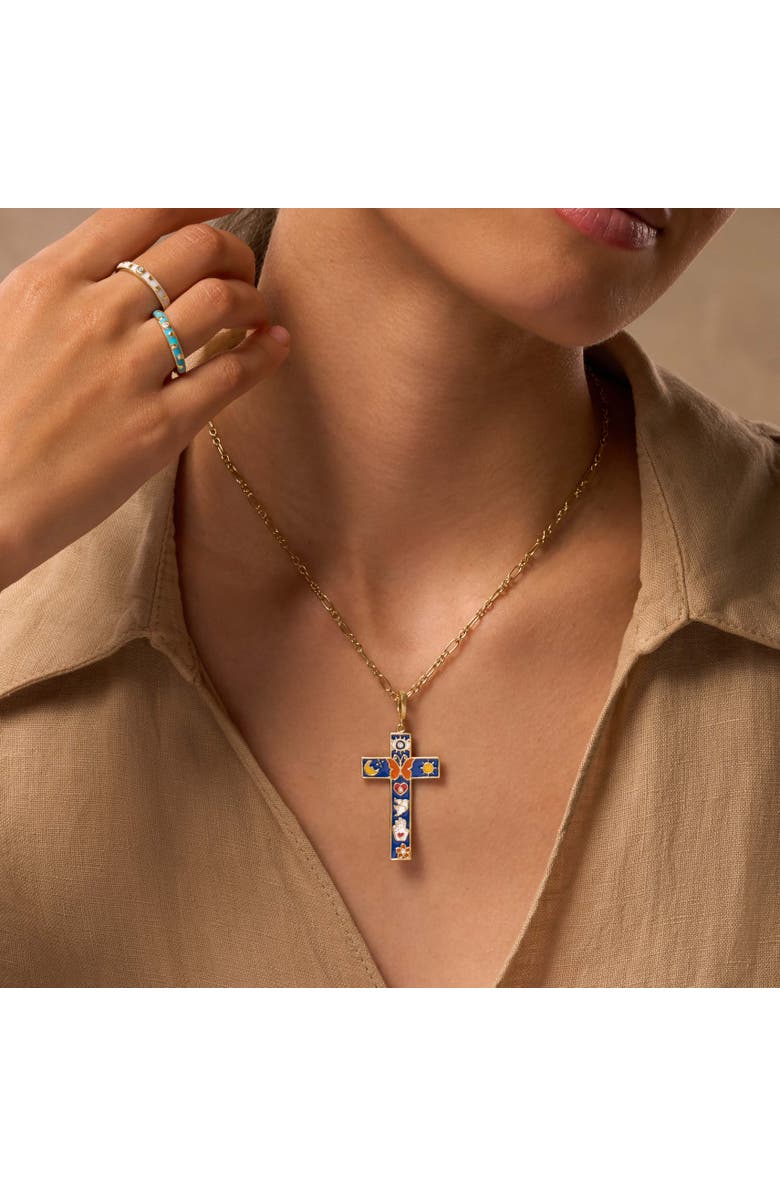 Karma and Luck Infinite Trust Cross Charm Necklace, Alternate, color, Gold/Multicolor