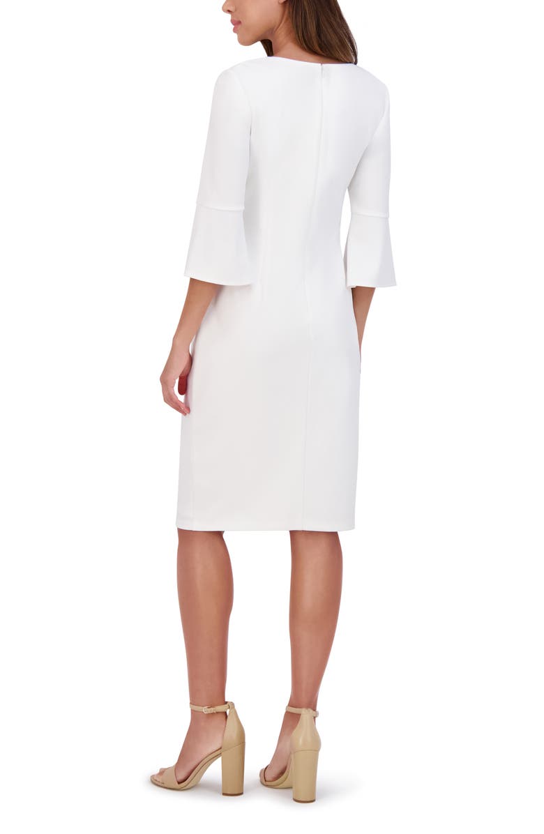 Kensie Elbow Length Bell Sleeve Sheath Dress, Alternate, color, Ivory