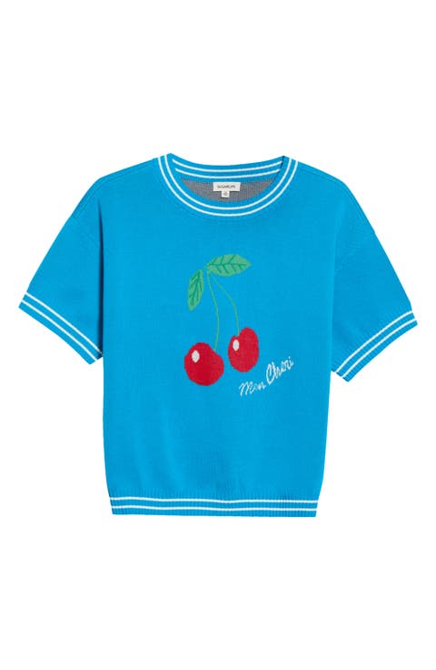 Brissy Cherry Drop Shoulder Sweater