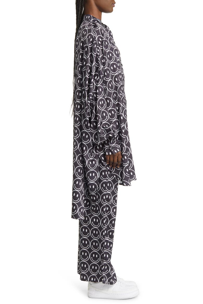 Oversize Button-Up Satin Shirt & Pants Set, Alternate, color, CURRENT MOOD BLACK