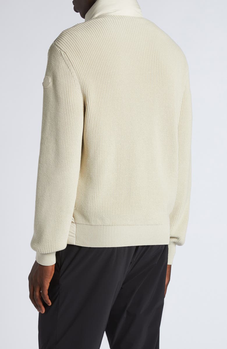 Moncler Quilted Down & Cotton Knit Cardigan, Alternate, color,