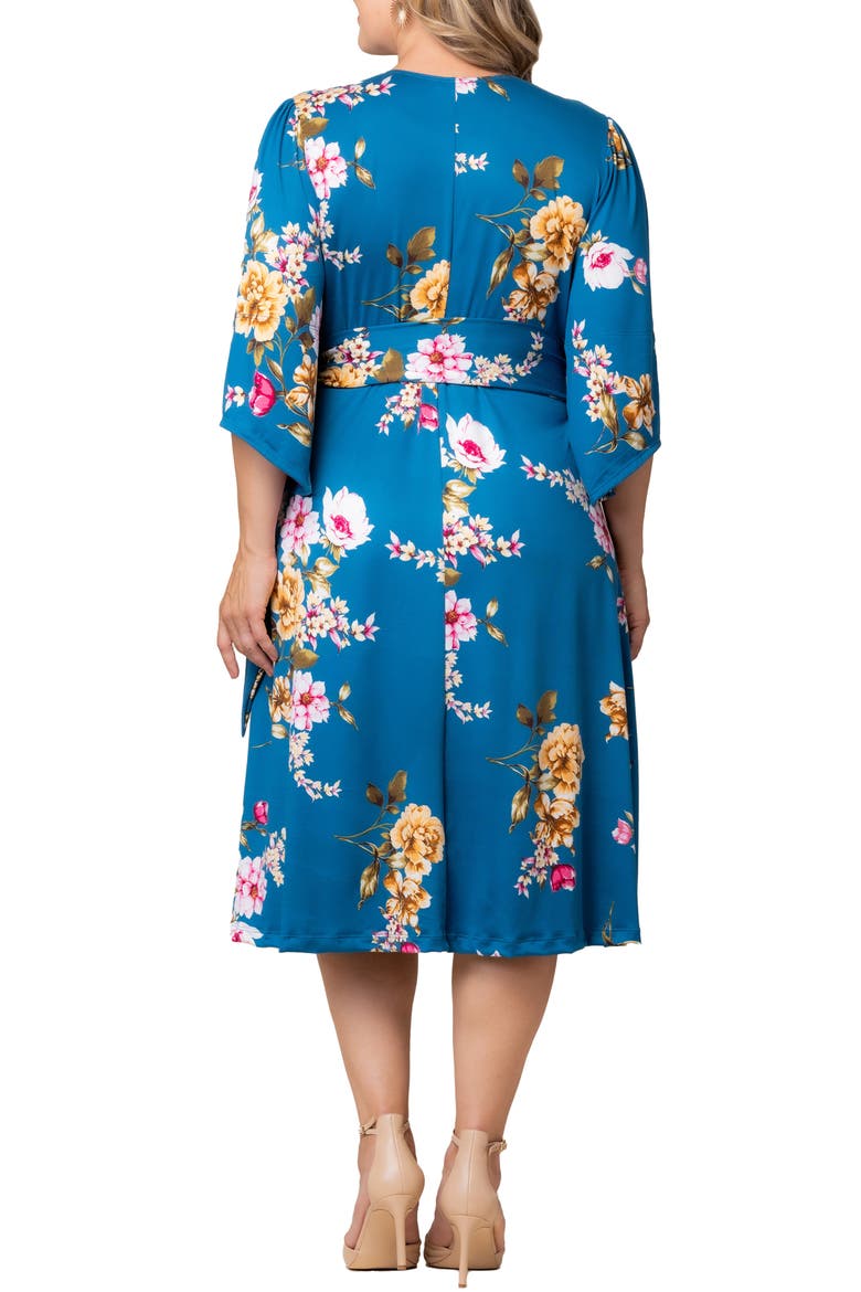 Gemini Floral Bell Sleeve Wrap Dress, Alternate, color, TEAL FLORAL PRINT