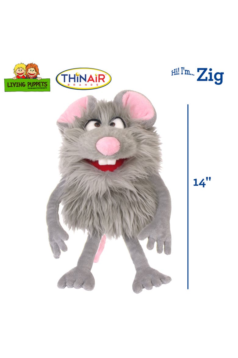 Zig The Grey Friendly Monster 14 Inch Plush Hand Puppet, Alternate, color, Gray