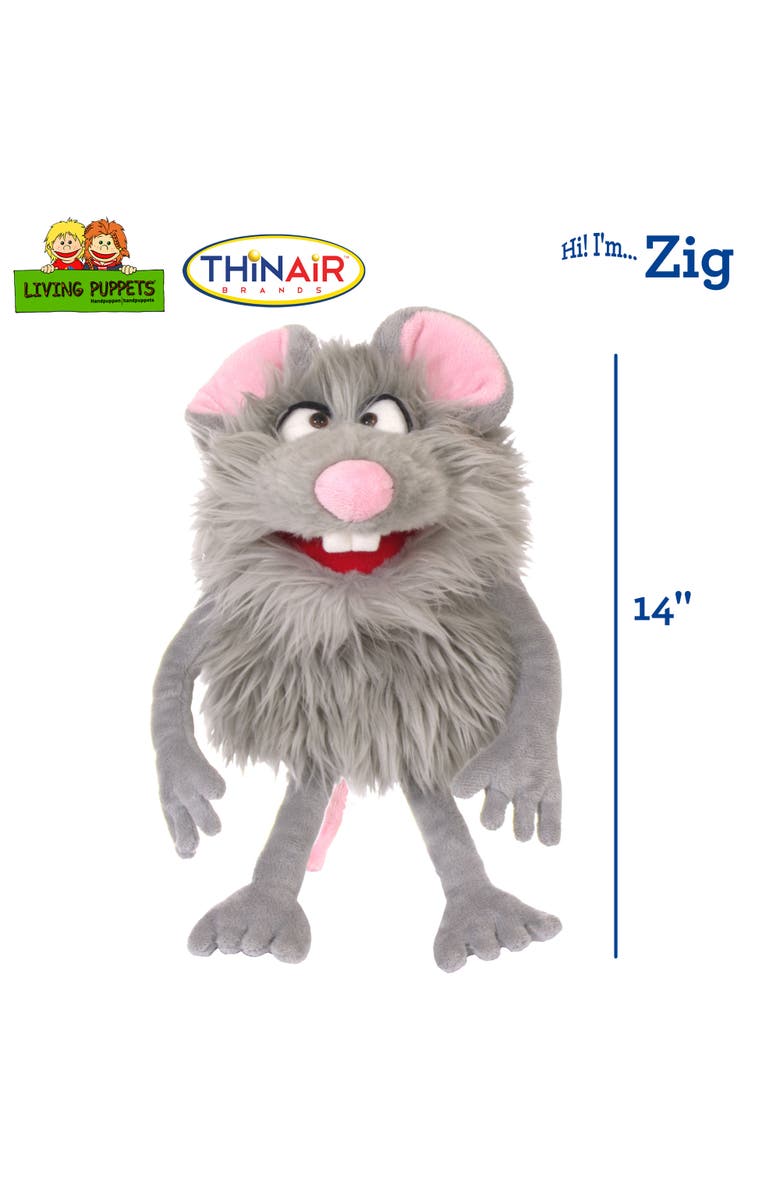 Living Puppets Zig The Grey Friendly Monster 14 Inch Plush Hand Puppet, Alternate, color, Gray