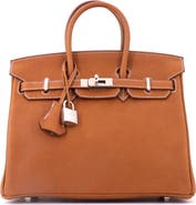 Pre-Owned Hermes Birkin Handbag Brown Barenia Faubourg with Palladium Hardware 25