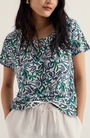 Seasalt Cornwall Appletree Frond Print Keyhole T-Shirt
