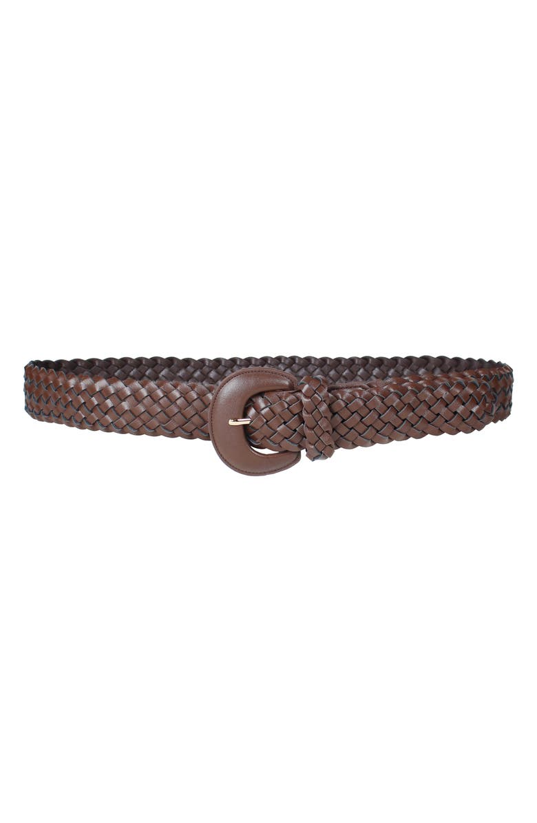 Linea Pelle Braided Belt, Main, color, Chocolate