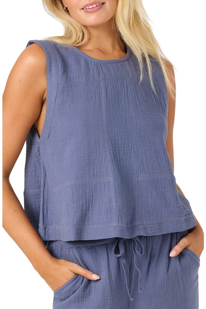 Tasia Cotton Gauze Tank, Alternate, color, NIGHTSHADOW BLUE