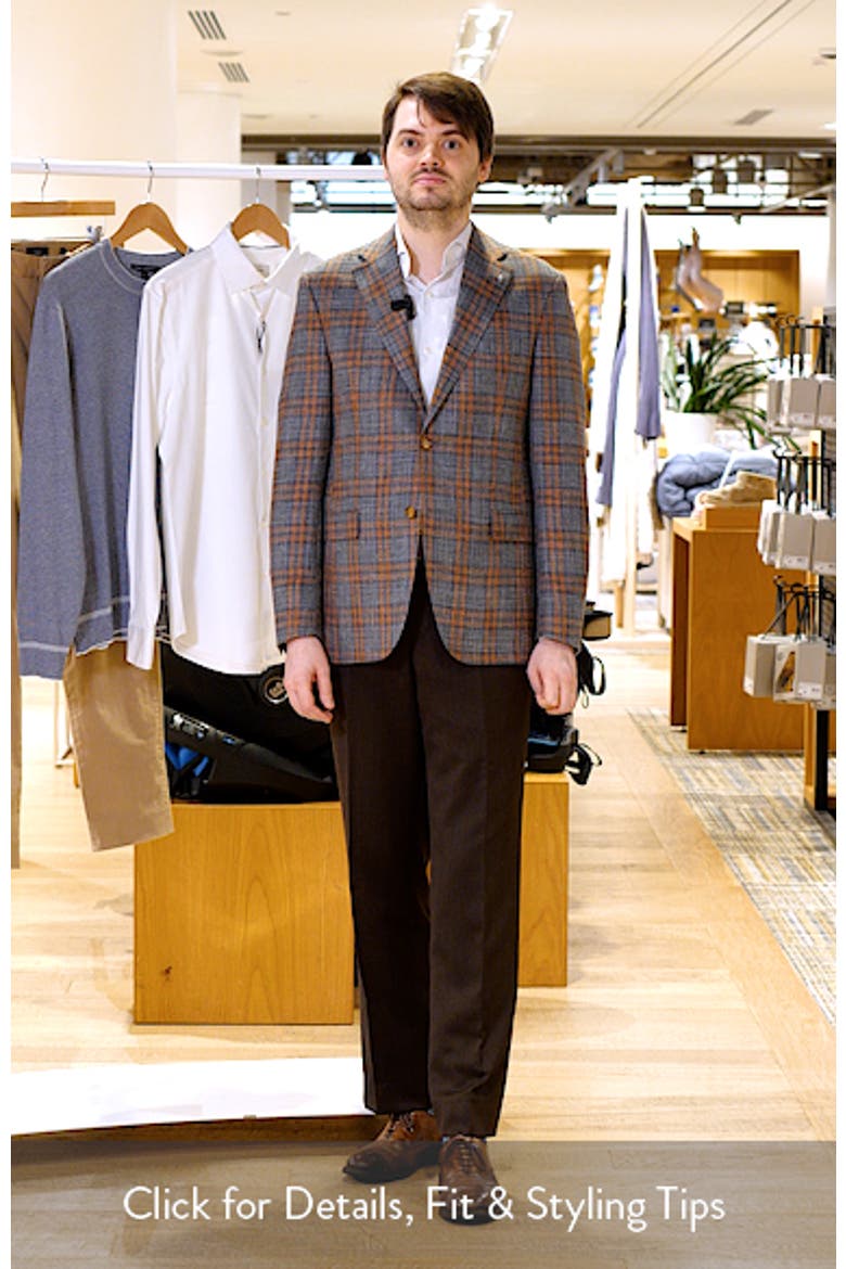 McAllen Grey & Orange Plaid Soft Constructed Wool & Silk Blend Sport Coat video