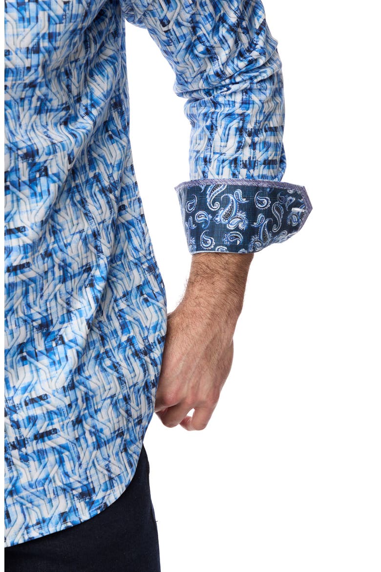Erasmus Rope Jacquard Cotton Button-Up Shirt, Alternate, color, BLUE