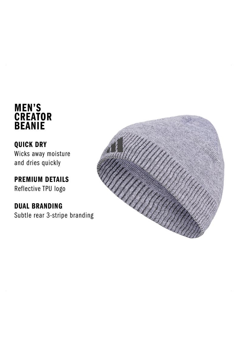 Men's Creator Three Stripe Beanie, Alternate, color, WHITE/BLACK