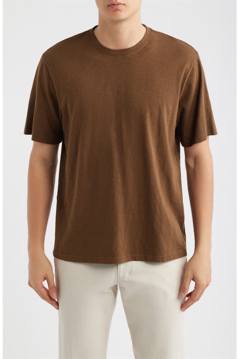 Slub Cotton Crewneck T-Shirt, Main, color, BROWN DESERT