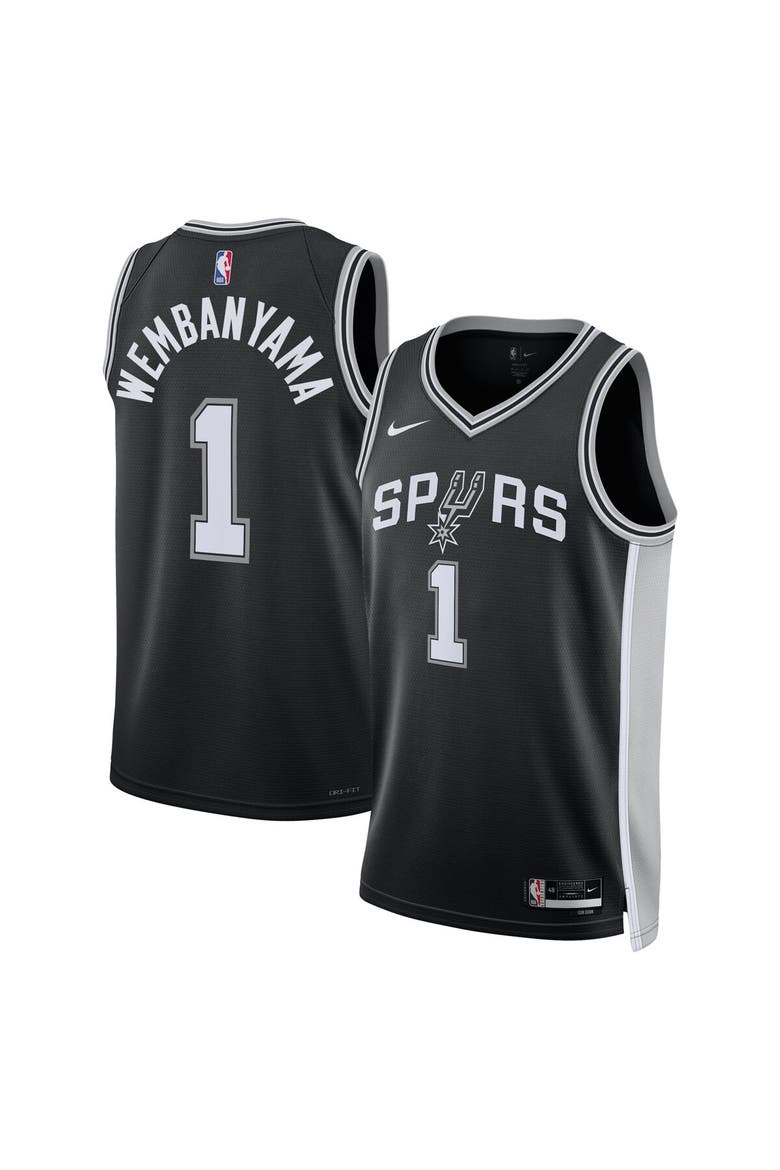 Unisex Nike Victor Wembanyama Black San Antonio Spurs 2023 NBA Draft First Round Pick Swingman Jersey - Icon Edition, Main, color, Black