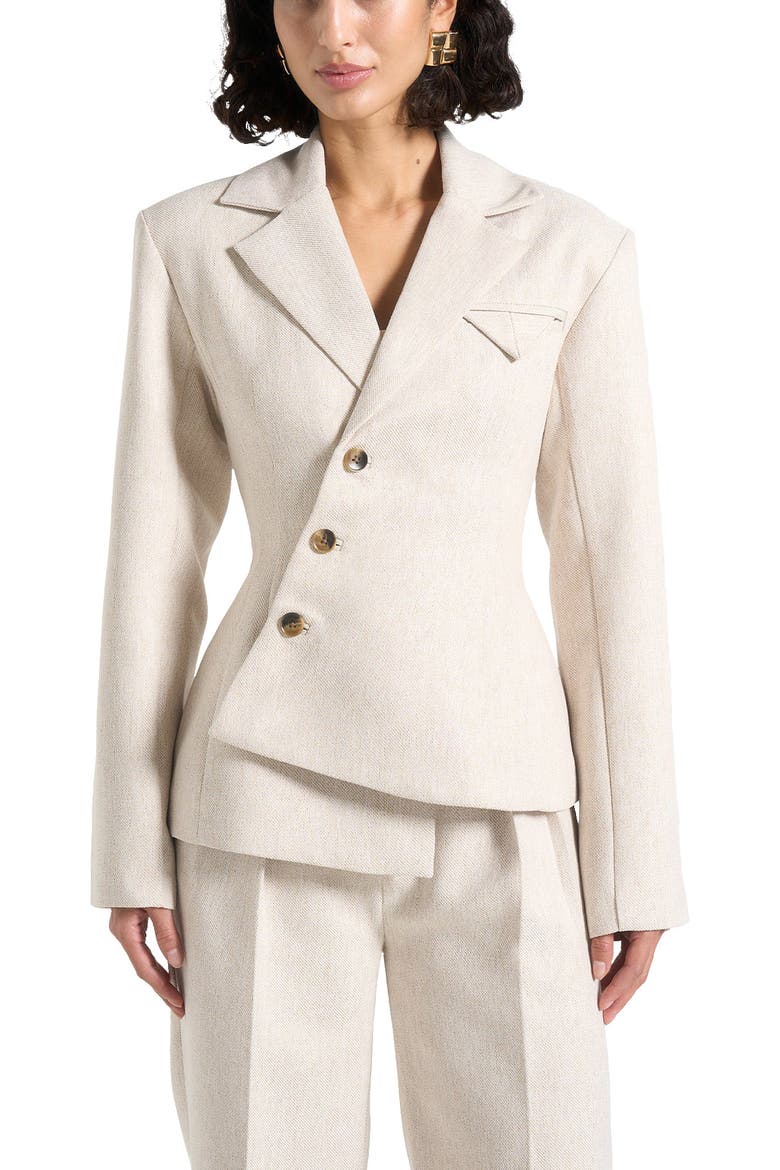 Thalia Tailored Asymmetric Double Breasted Blazer, Alternate, color, Light Beige