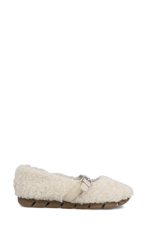 Mia Kayti Faux Shearling Mary Jane Flat In White