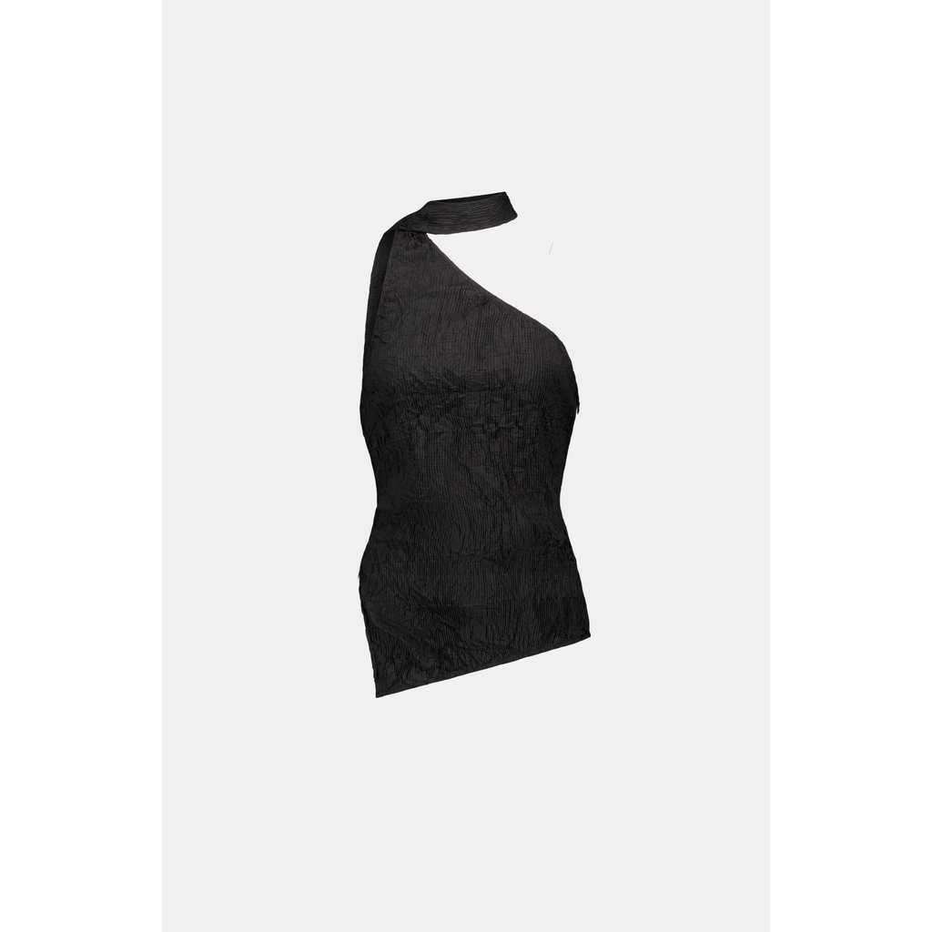 Saemdi One-shoulder Scarf Top In Black