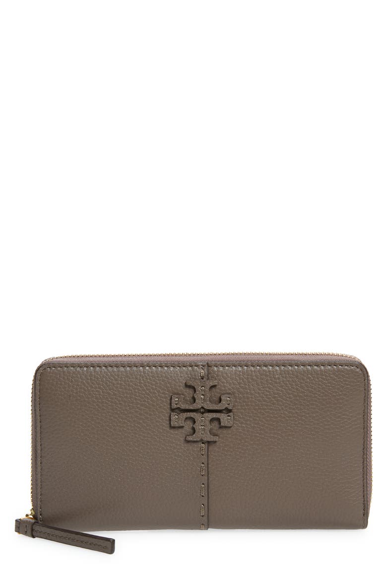 McGraw Leather Continental Zip Wallet, Main, color, SILVER MAPLE