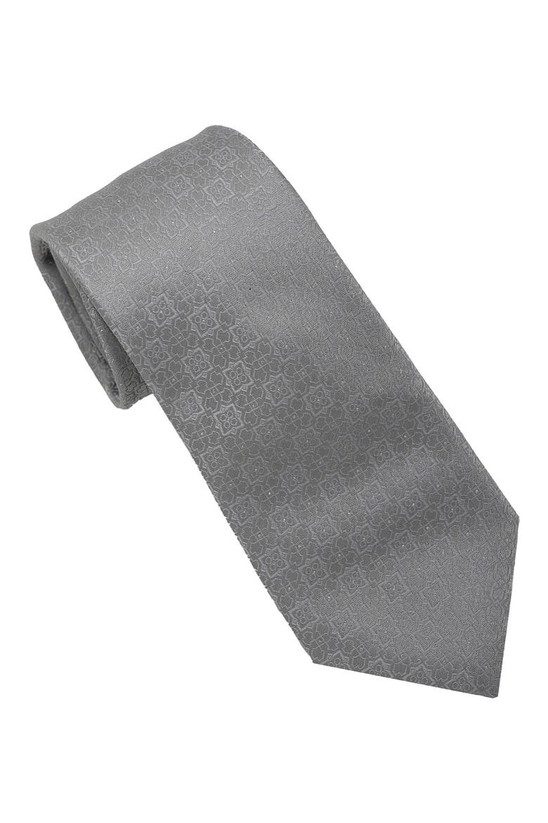 Sparkle Medallion Print Tie, Main, color, SILVER