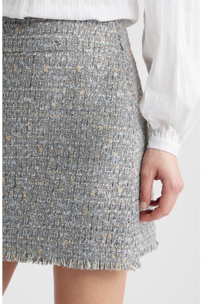 Vatoni Tweed Fringe Hem Miniskirt, Alternate, color, GREY MULTI