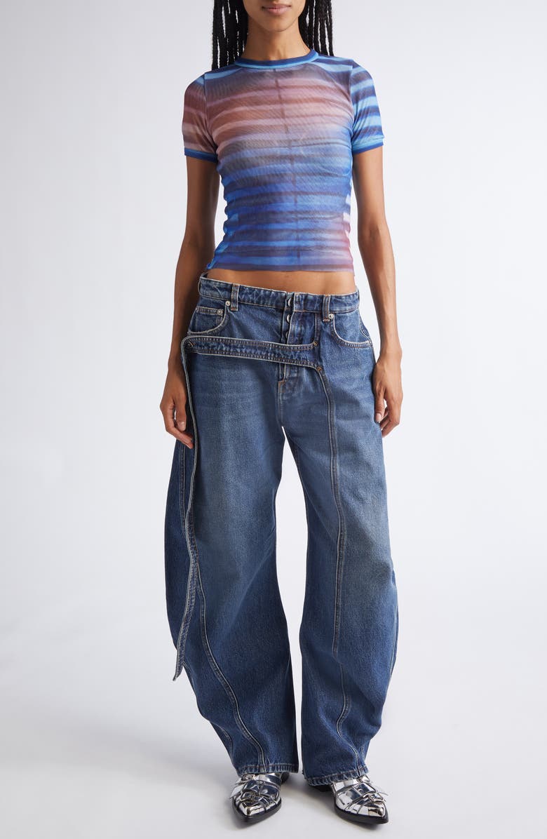 Jean Paul Gaultier Air Print Mesh Baby Tee, Alternate, color, Light Blue/ Blue/ Peach