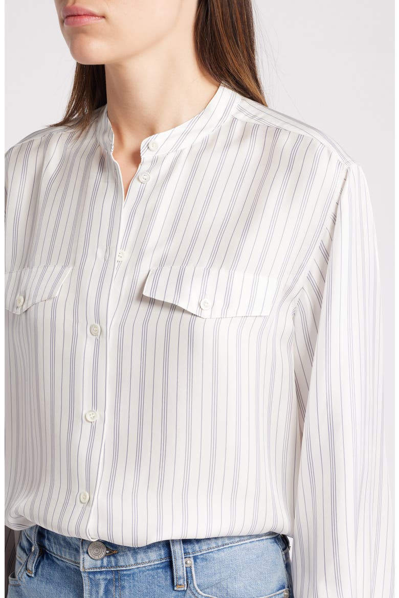 Femme Stripe Silk Button-Up Shirt, Alternate, color, CREAM MULTI