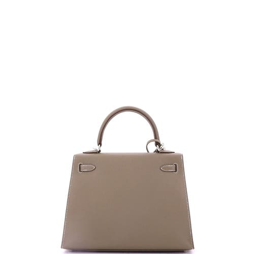 Pre-owned Hermes Hermes Kelly Handbag Grey Epsom With Palladium Hardware 25 In Brown