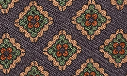Drake's Flower Stamps Wool & Silk Tie In Brown