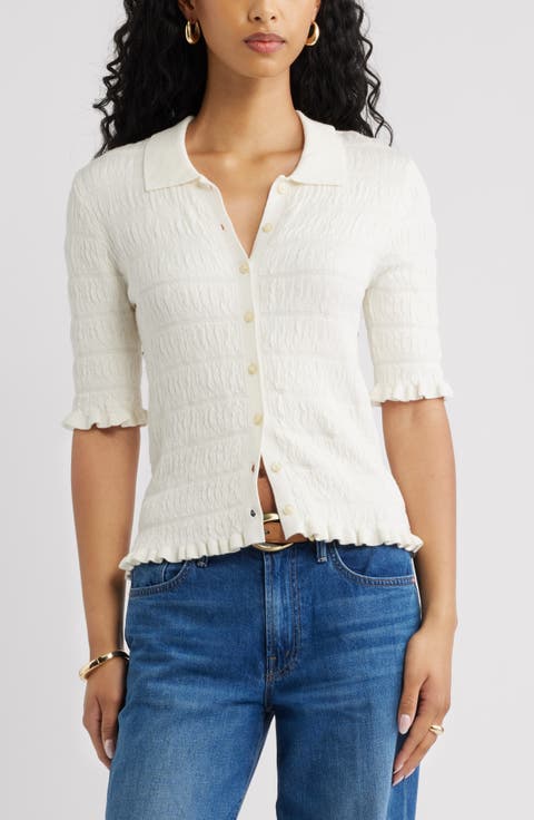 Textured Short Sleeve Cardigan