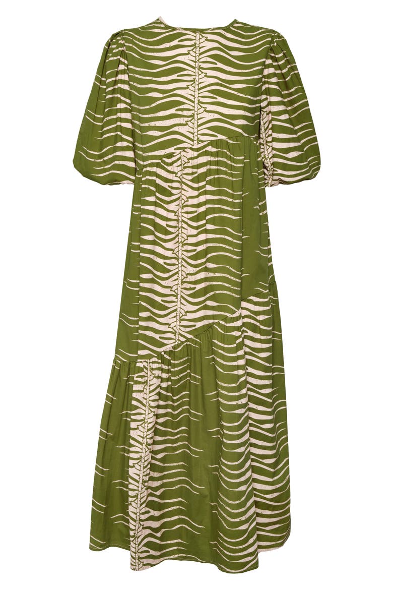 Armenia Asymmetric Ruffle Maxi Dress, Alternate, color, GREEN SNAKE