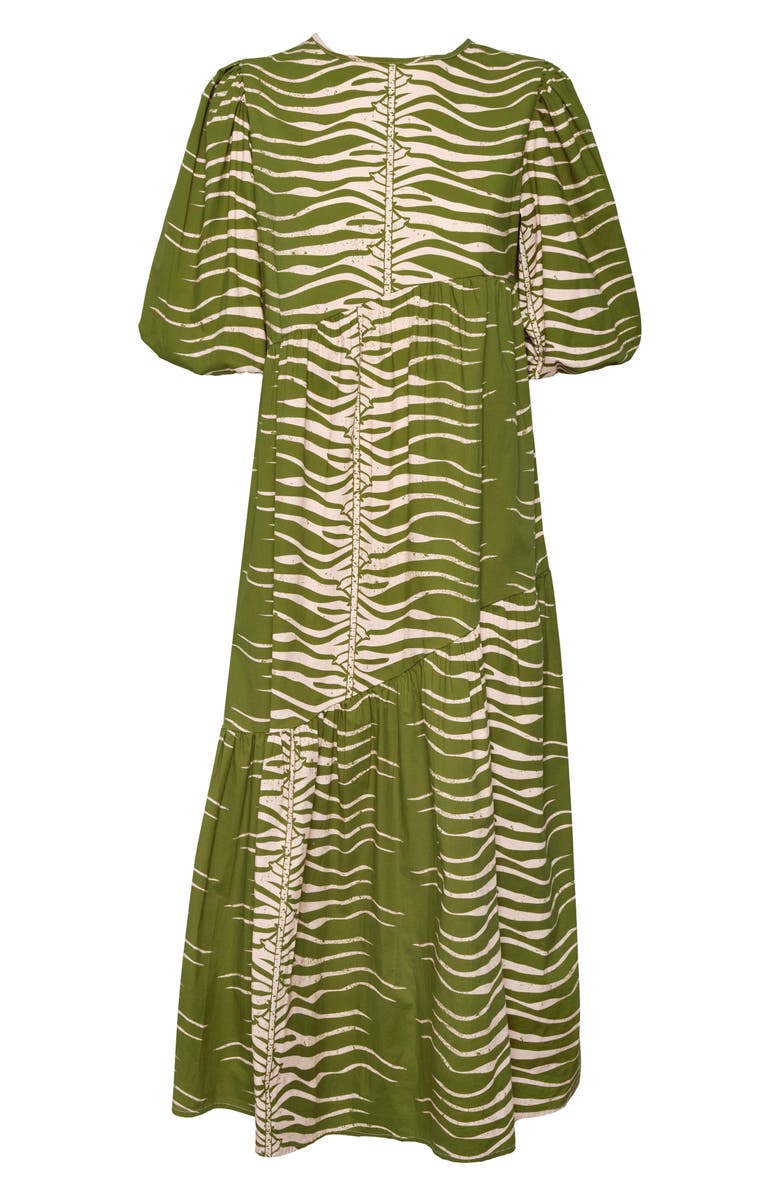 The Lulo Project Armenia Asymmetric Ruffle Maxi Dress, Alternate, color, Green Snake