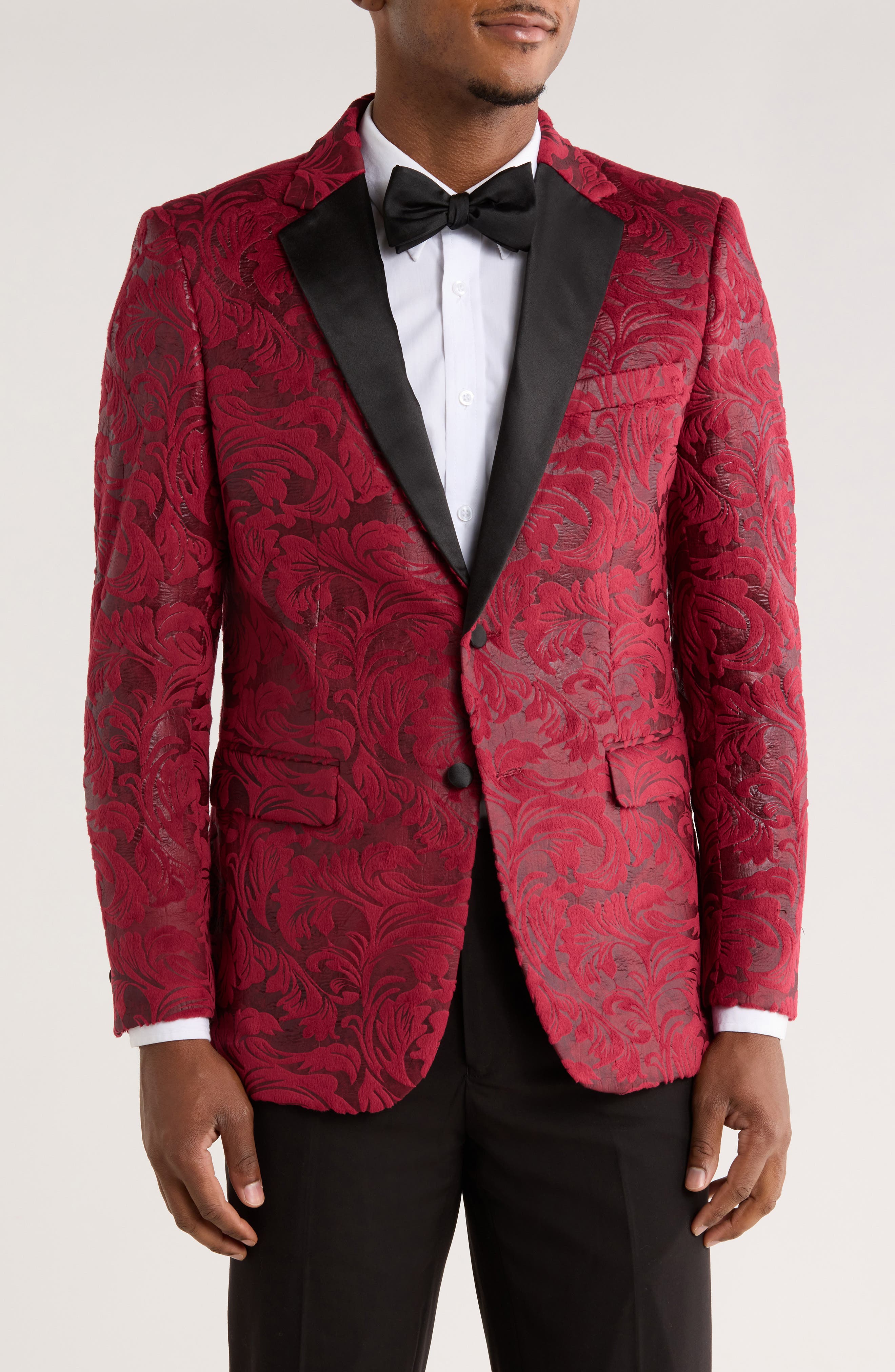 ZEGARIE Paisley Jacquard Satin Trim Sport Coat