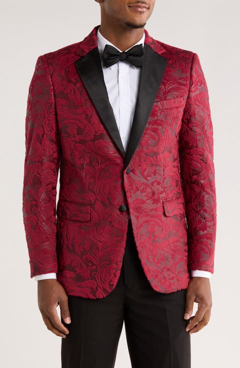 Paisley Jacquard Satin Trim Sport Coat