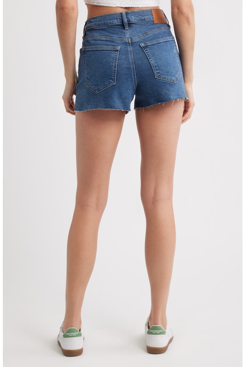 High Waist Cutoff Denim Shorts, Alternate, color, DARK WASH