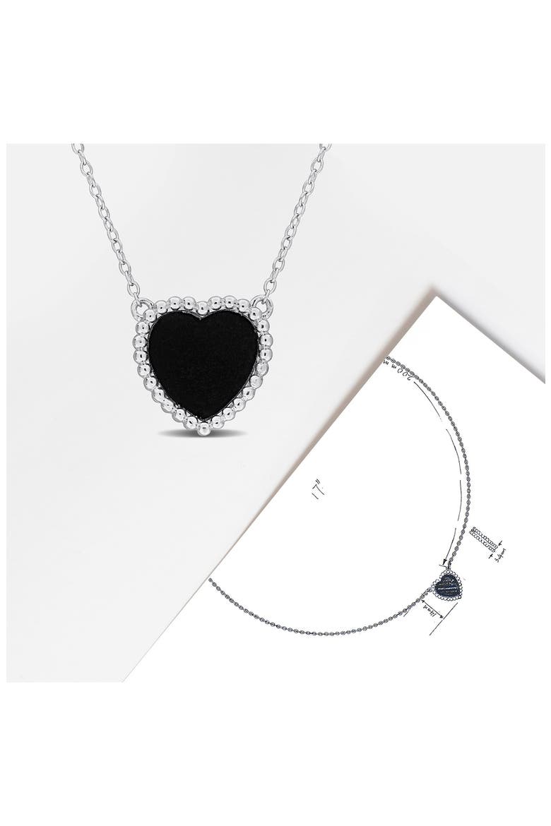 Semiprecious Stone Heart Pendant Necklace, Alternate, color, BLACK