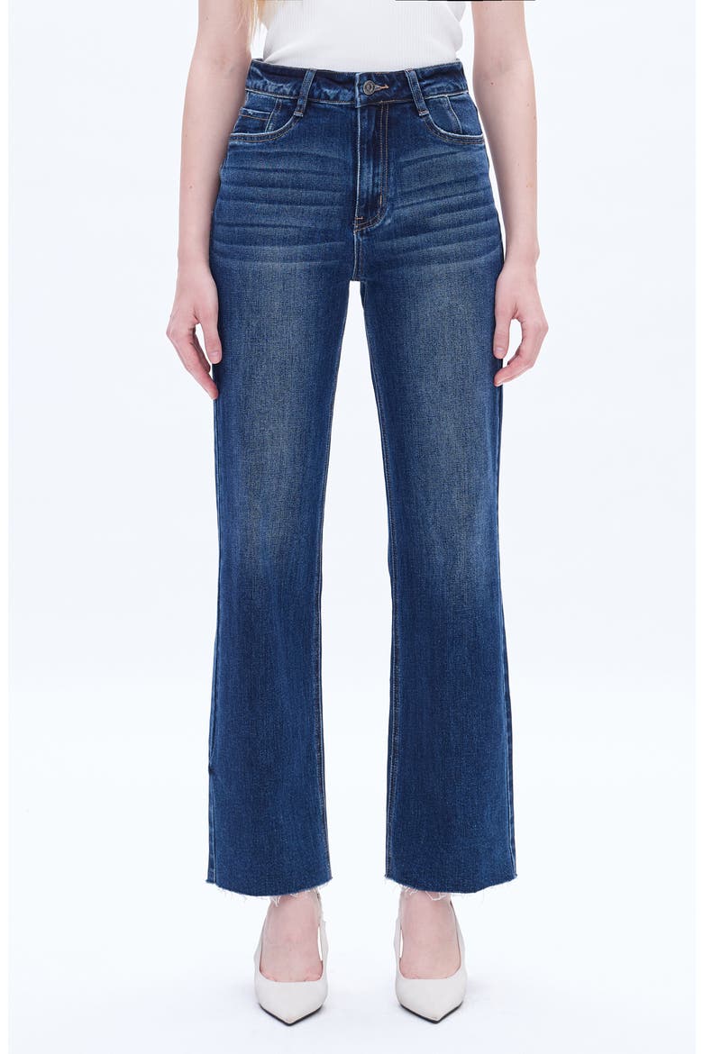 Raw Hem High Waist Wide Leg Jeans, Main, color, SAPPHIRE