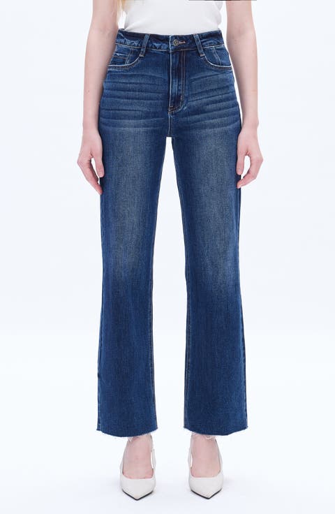 Raw Hem High Waist Wide Leg Jeans