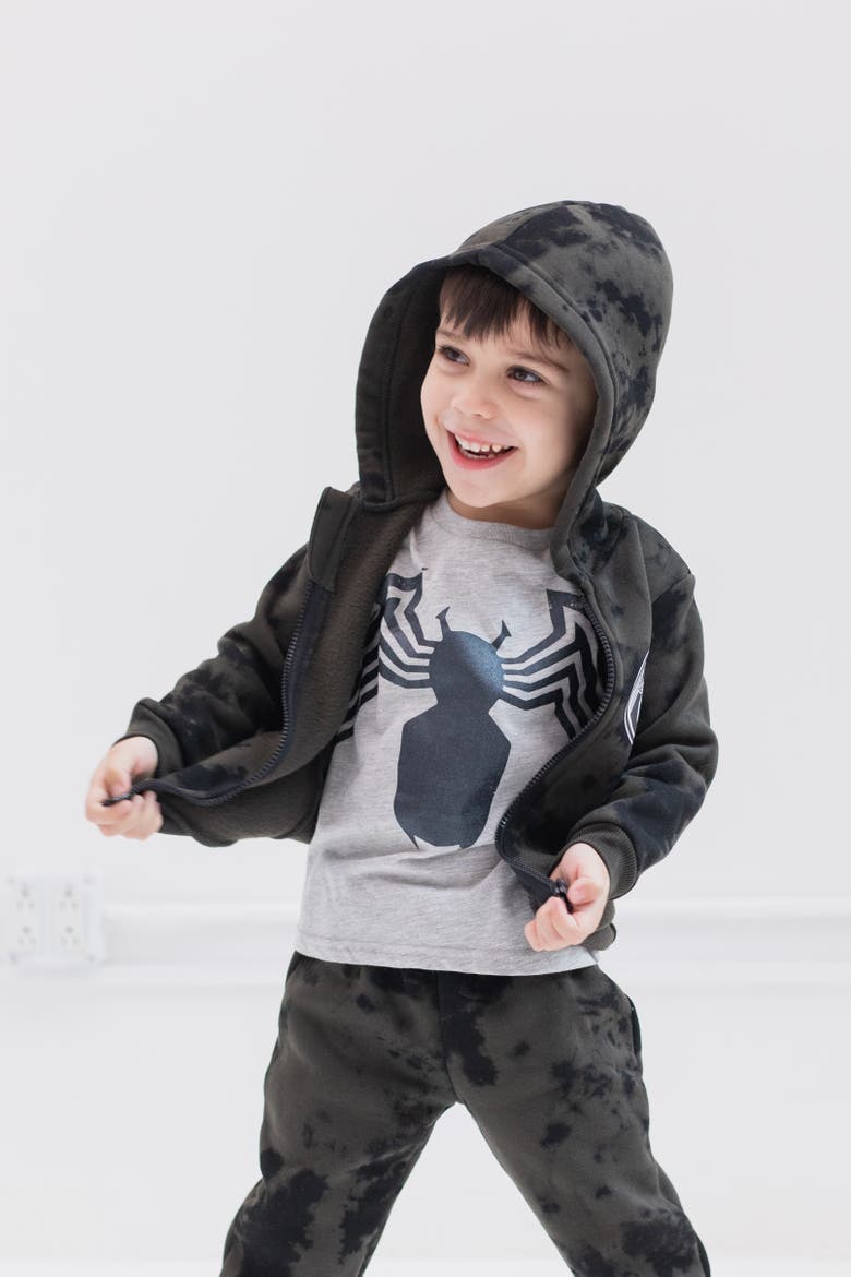 Avengers Spider-Man Hoodie Tee and Joggers Set, Alternate, color, Venom Olive Tie Dye