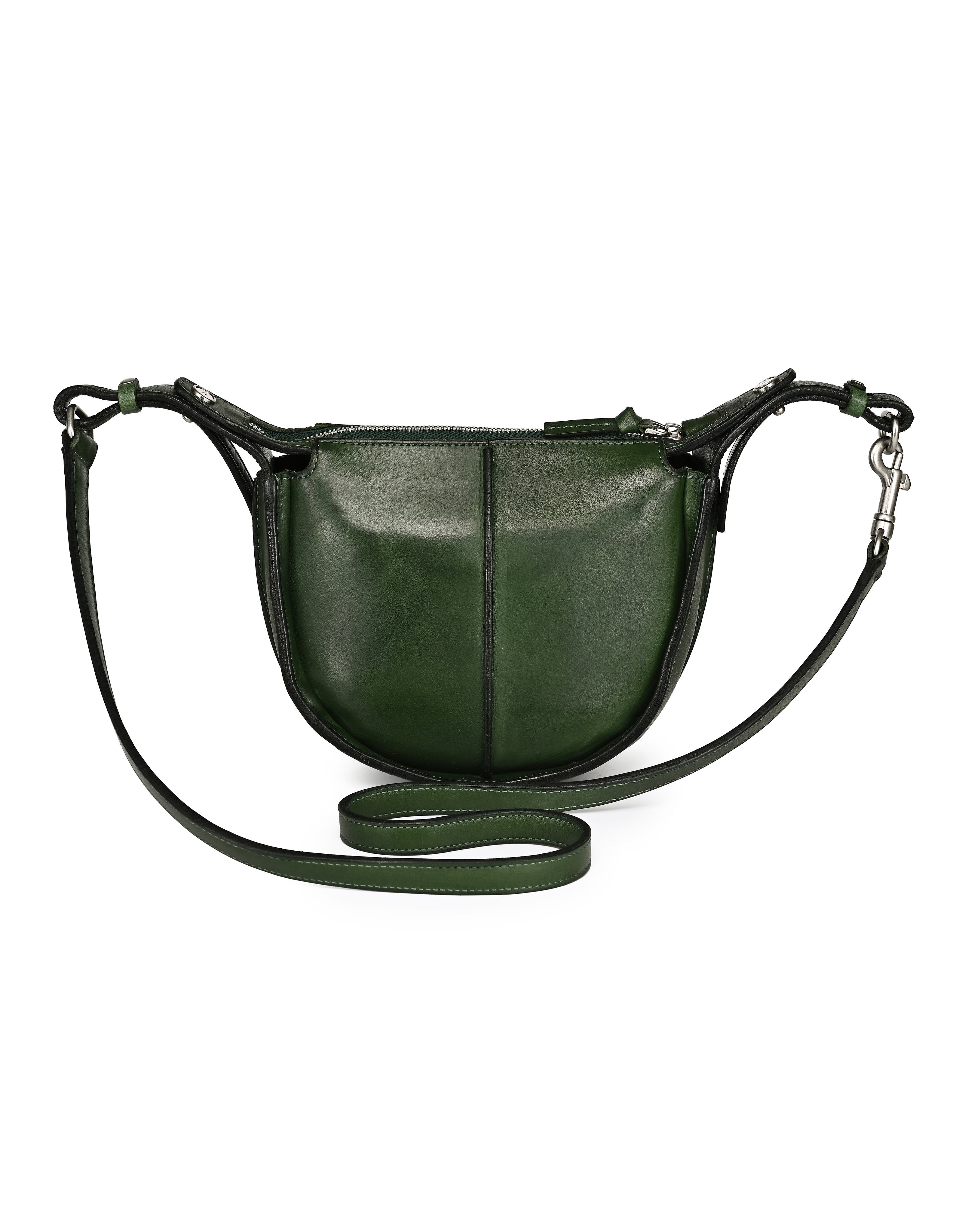 Dahlia Genuine Leather Compact Structured Crossbody, Alternate, color, Green