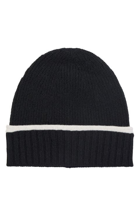 Tipped Cashmere Ribbed Beanie