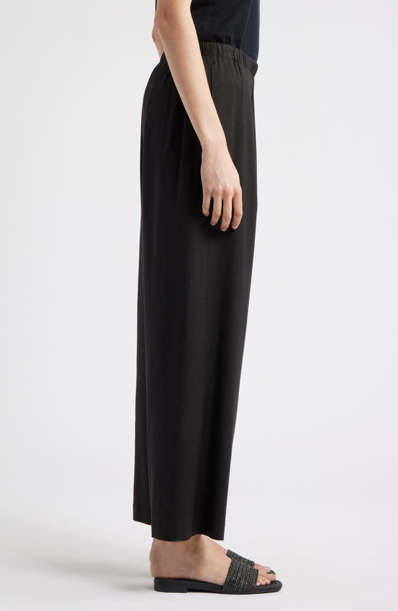 Nordstrom Linen Blend Crop Slim Wide Pants, Alternate, color, Black