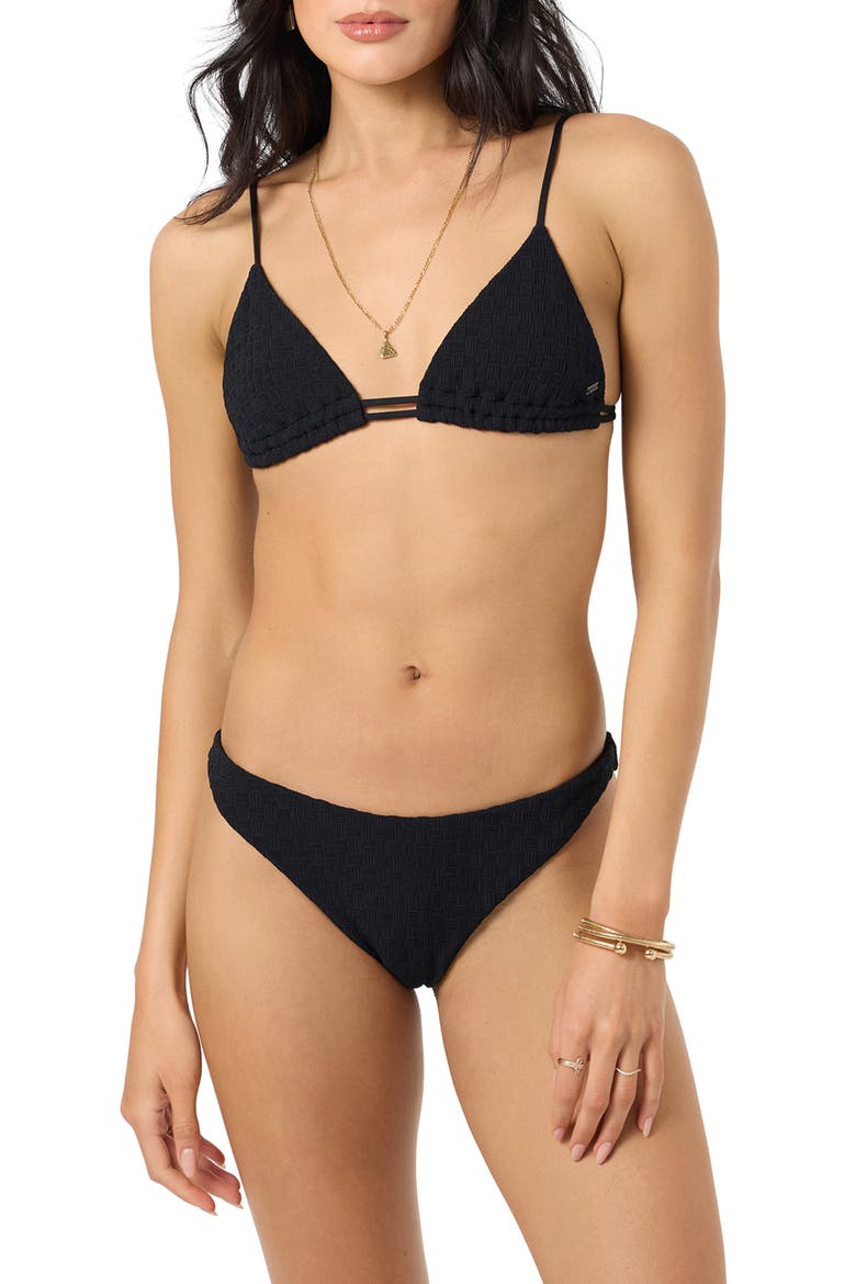 Willow Weave Flamenco Bikini Bottoms, Alternate, color, BLACK