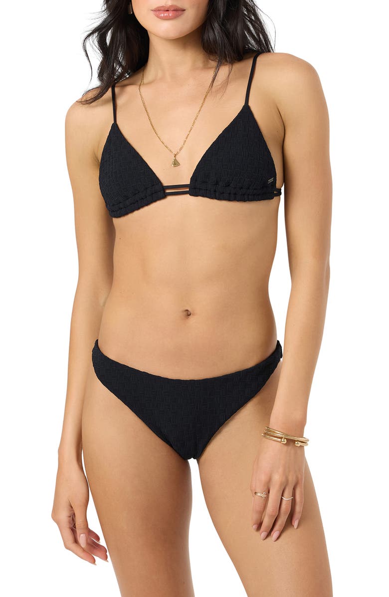 O'Neill Willow Weave Flamenco Bikini Bottoms, Alternate, color, Black