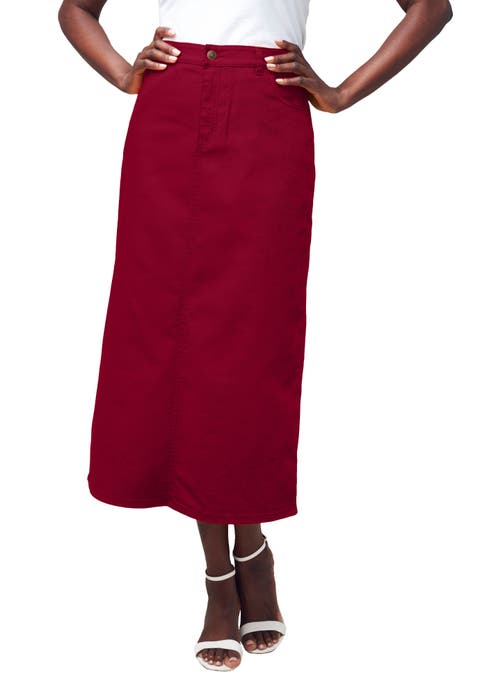 True Fit Stretch Denim Midi Skirt (Plus)