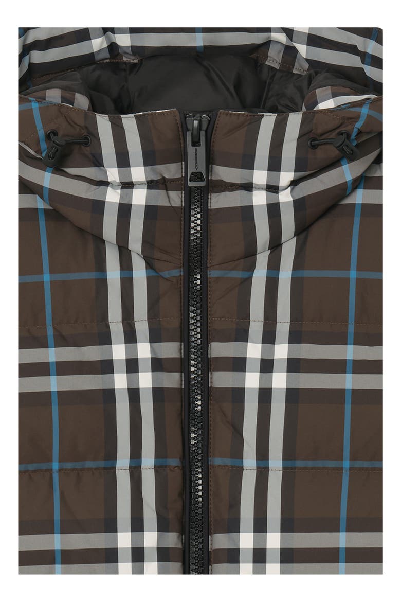 Check Hooded Puffer Jacket, Alternate, color, Snug brown