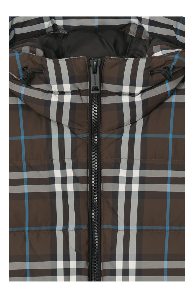 Burberry Check Hooded Puffer Jacket, Alternate, color, Snug Brown