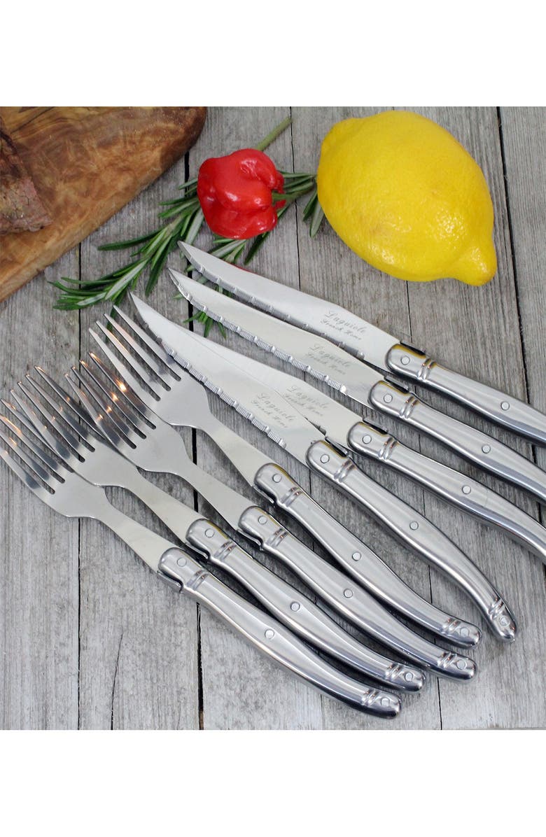 FRENCH HOME Laguiole 8-Piece Stainless Steel Knife & Fork Set - Silver, Alternate, color, Silver