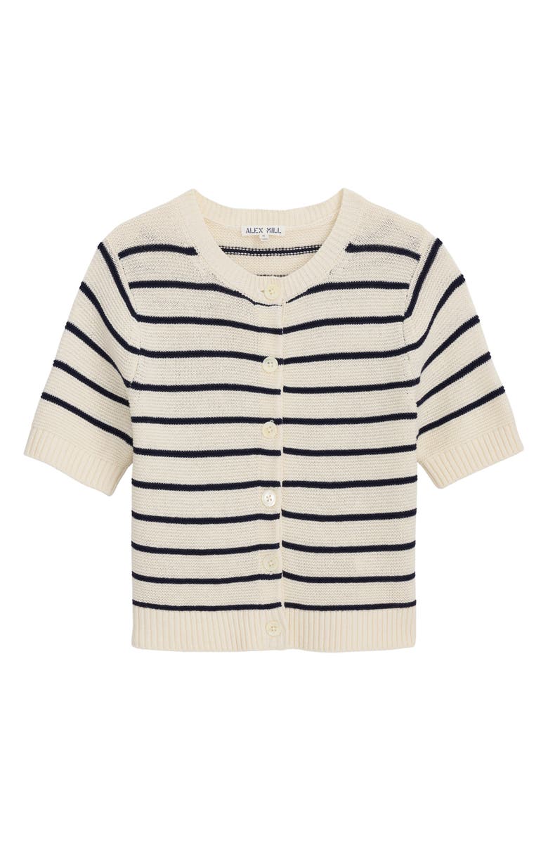 Alex Mill Elle Stripe Cotton & Linen Sweater, Alternate, color, Off White/ Navy Night