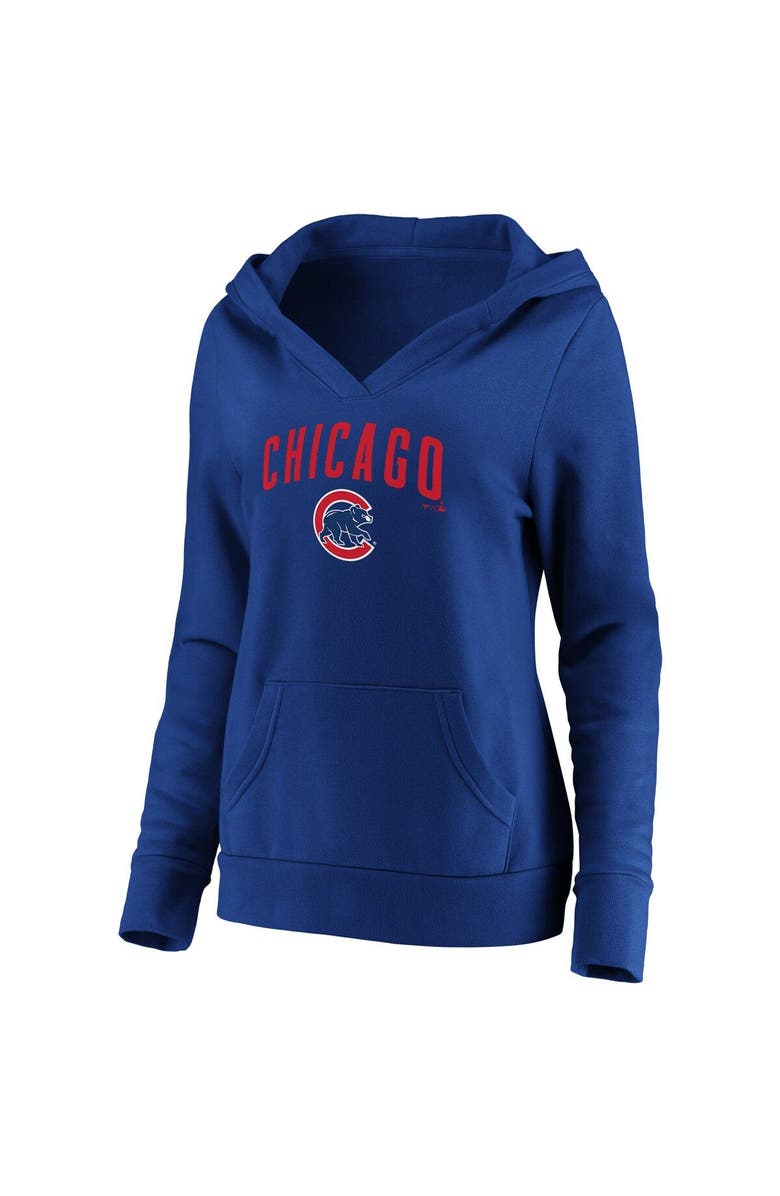FANATICS Women's Fanatics Branded Royal Chicago Cubs Core Team Lockup V-Neck Pullover Hoodie, Alternate, color, 