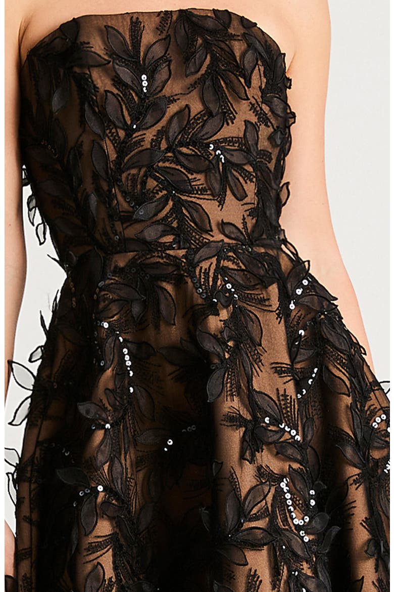 Celine Sequin 3D Floral Gown, Alternate, color, BLACK